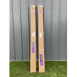 Pair of large white ladderstring blinds boxed