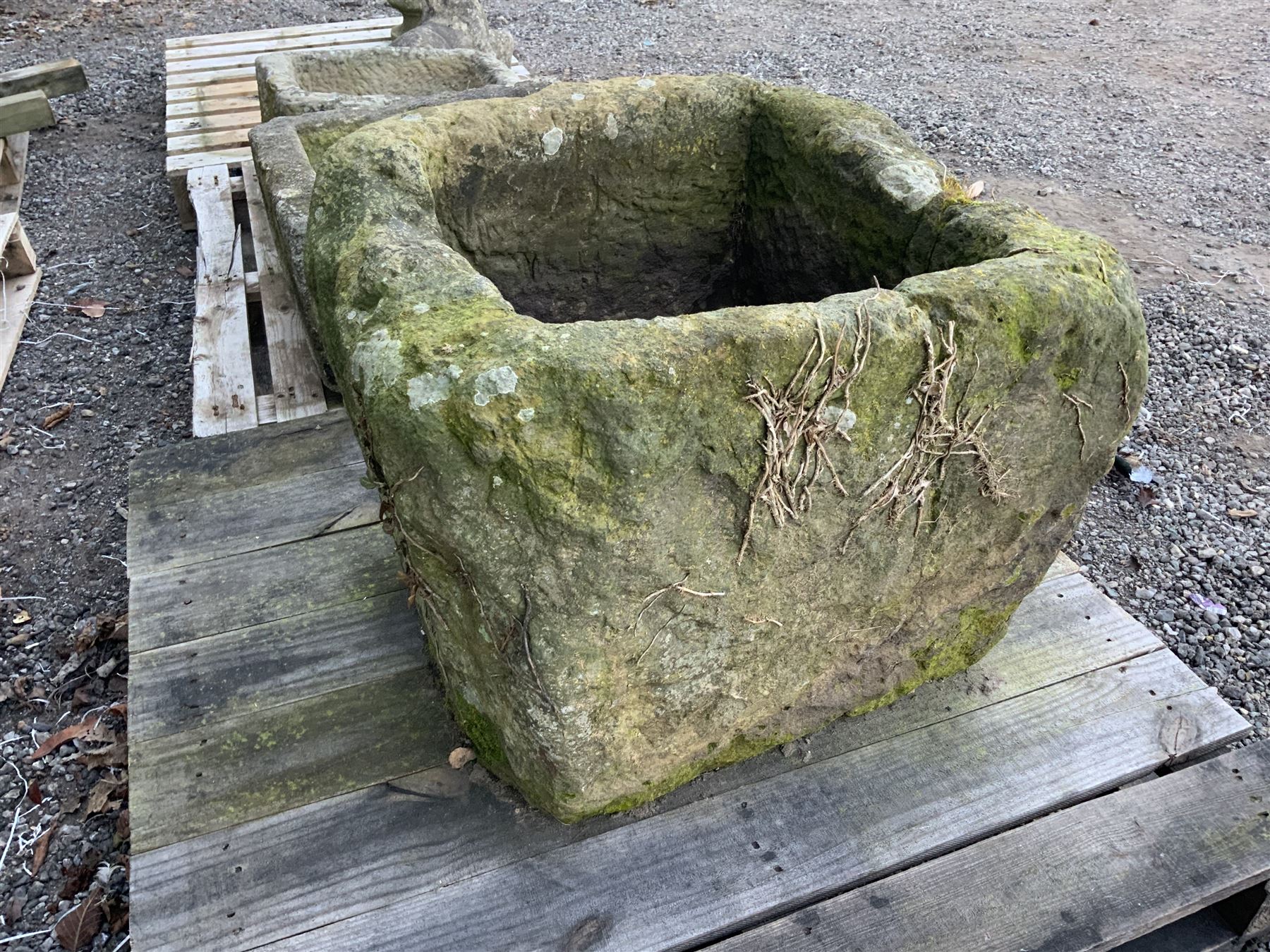 19th century square cube stone trough