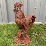 Small weathered cast iron garden cockerel