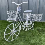 White finish wrought metal bicycle planter