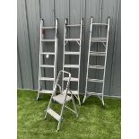Set of four aluminium ladders