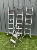 Set of four aluminium ladders