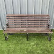 Metal and wood slatted garden bench