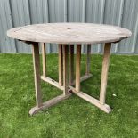 Teak circular drop leaf garden table