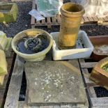 Garden fountain with white glazed sink