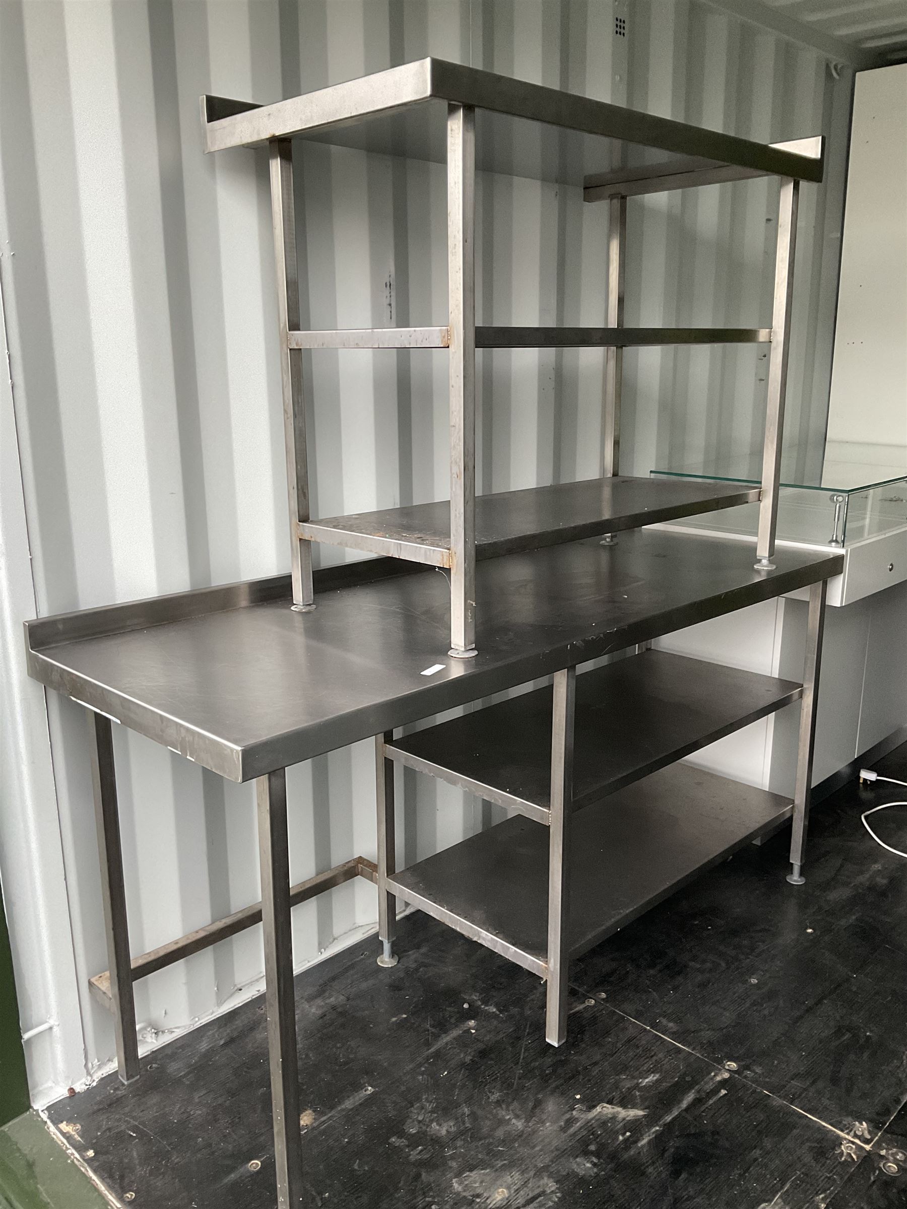 Pair of three tier stainless steel preparation tables - THIS LOT IS TO BE COLLECTED BY APPOINTMENT