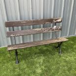 Cast iron and wood slatted garden bench