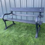 Cast iron and wood slatted garden bench painted in black - THIS LOT IS TO BE COLLECTED BY APPOINTME