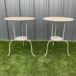 Two circular painted metal tables - THIS LOT IS TO BE COLLECTED BY APPOINTMENT FROM DUGGLEBY STORAG