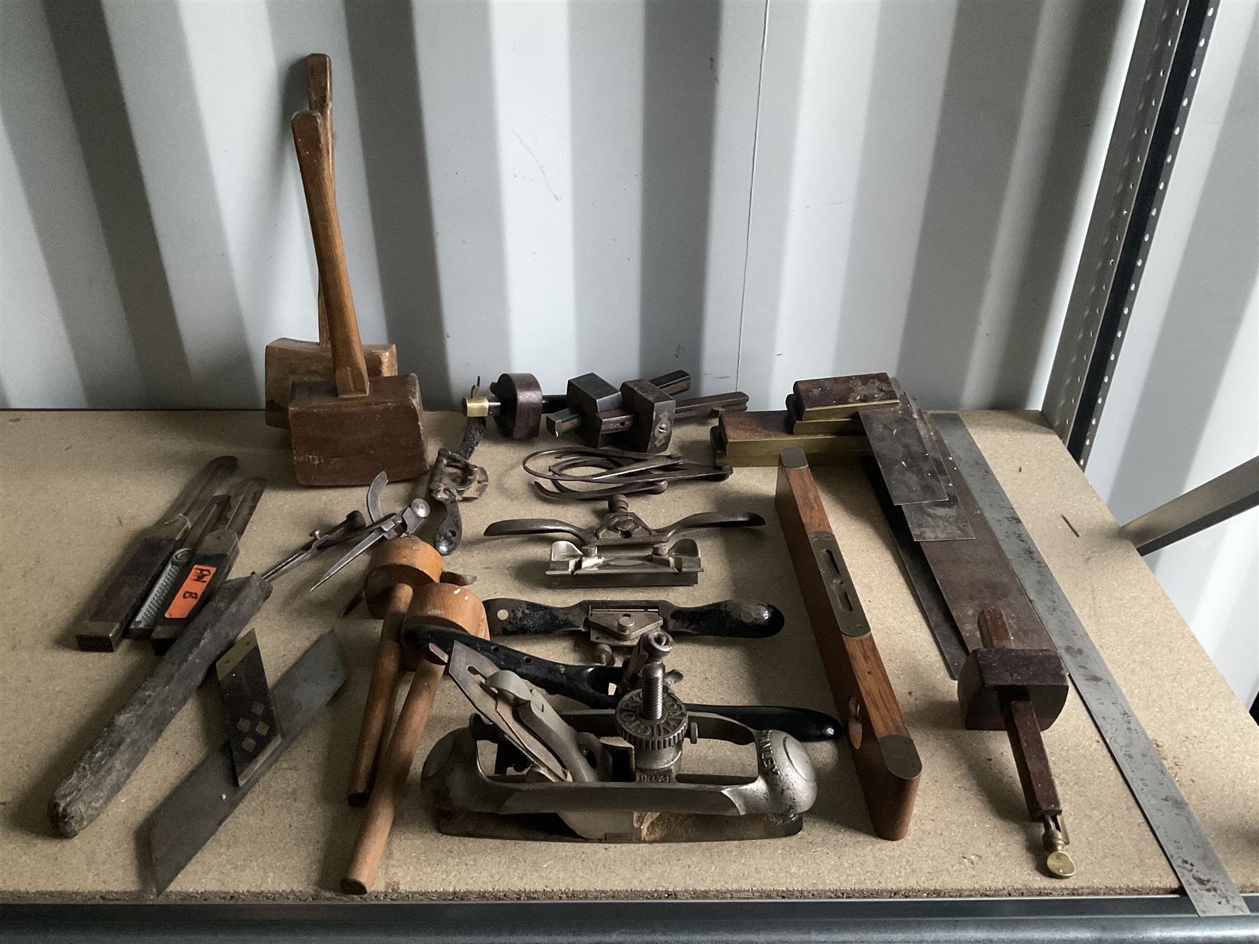 Selection of woodworking tools such as Stanley Victor No 20 compass plane