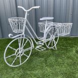 White finish wrought metal bicycle planter