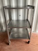 Stainless steel three tier preparation trolley