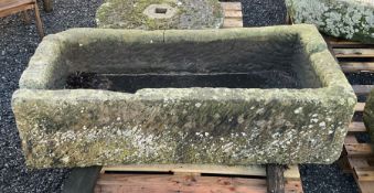 19th century large rectangular carved stone trough