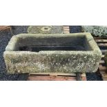 19th century large rectangular carved stone trough