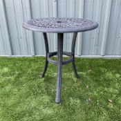 Cast aluminium circular garden table painted in black