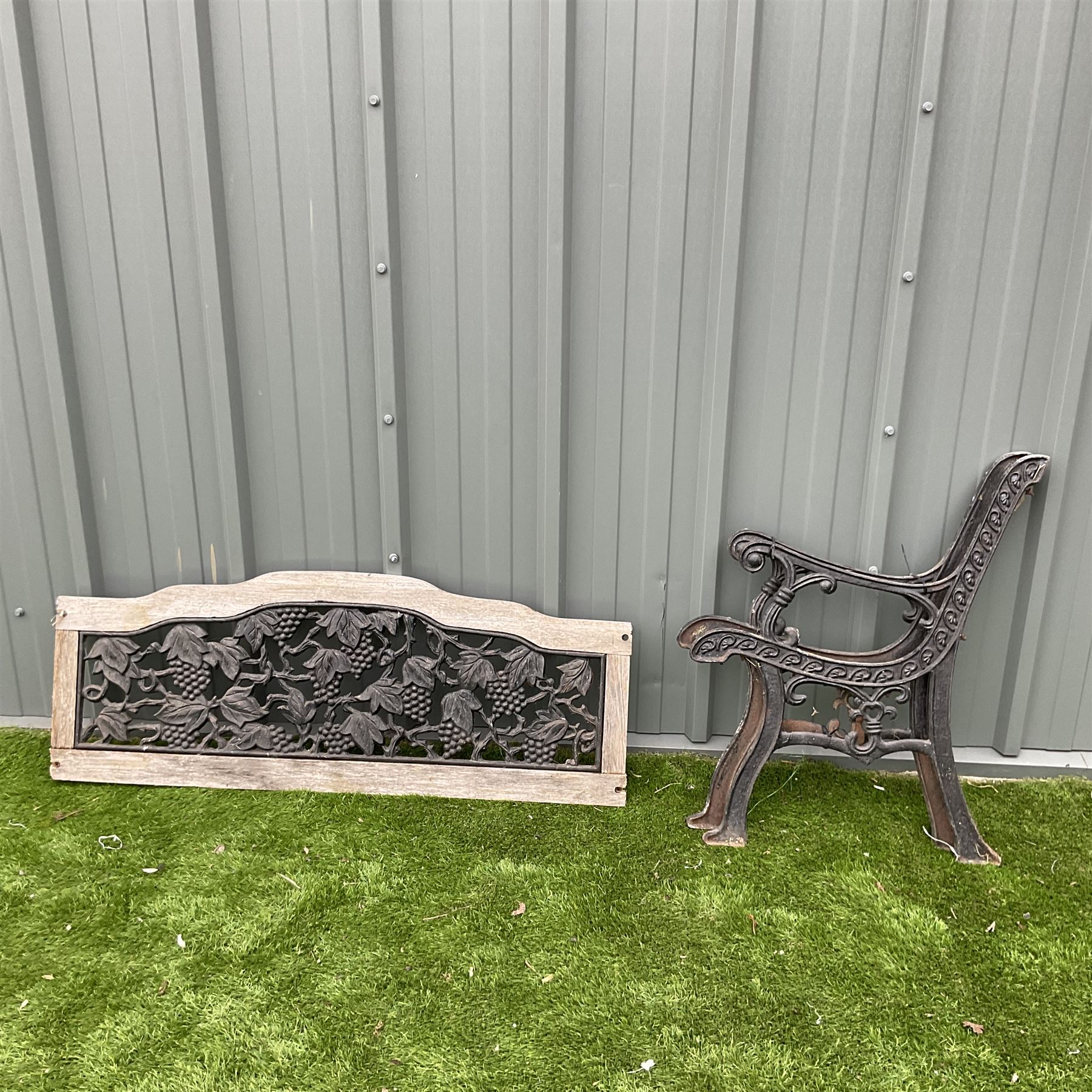 Cast iron garden seat ends and back painted in black