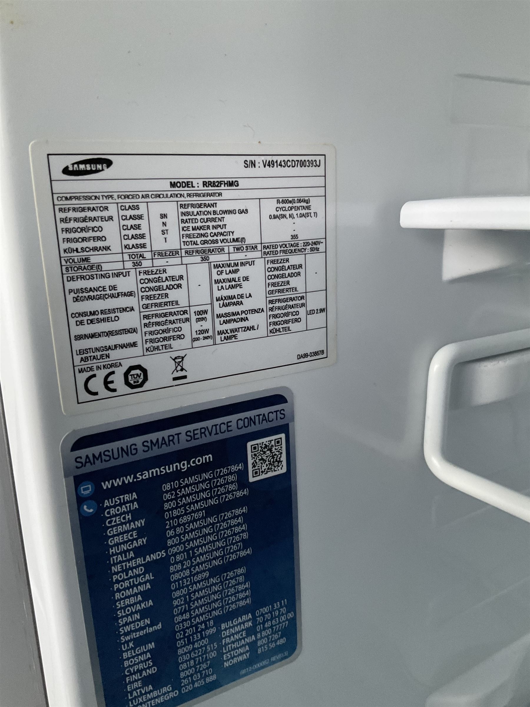 SAMSUNG RR82FHMG larder fridge - Image 5 of 5