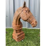 Cast iron weathered horse head garden figure