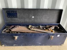 Two carry crates of hand and garden tools such as drills