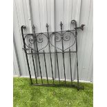 Single wrought iron black painted garden gate