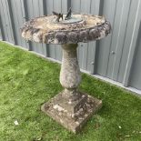 Cast stone sun dial on pedestal base