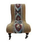 Victorian shaped nursing chair upholstered in needle work fabric