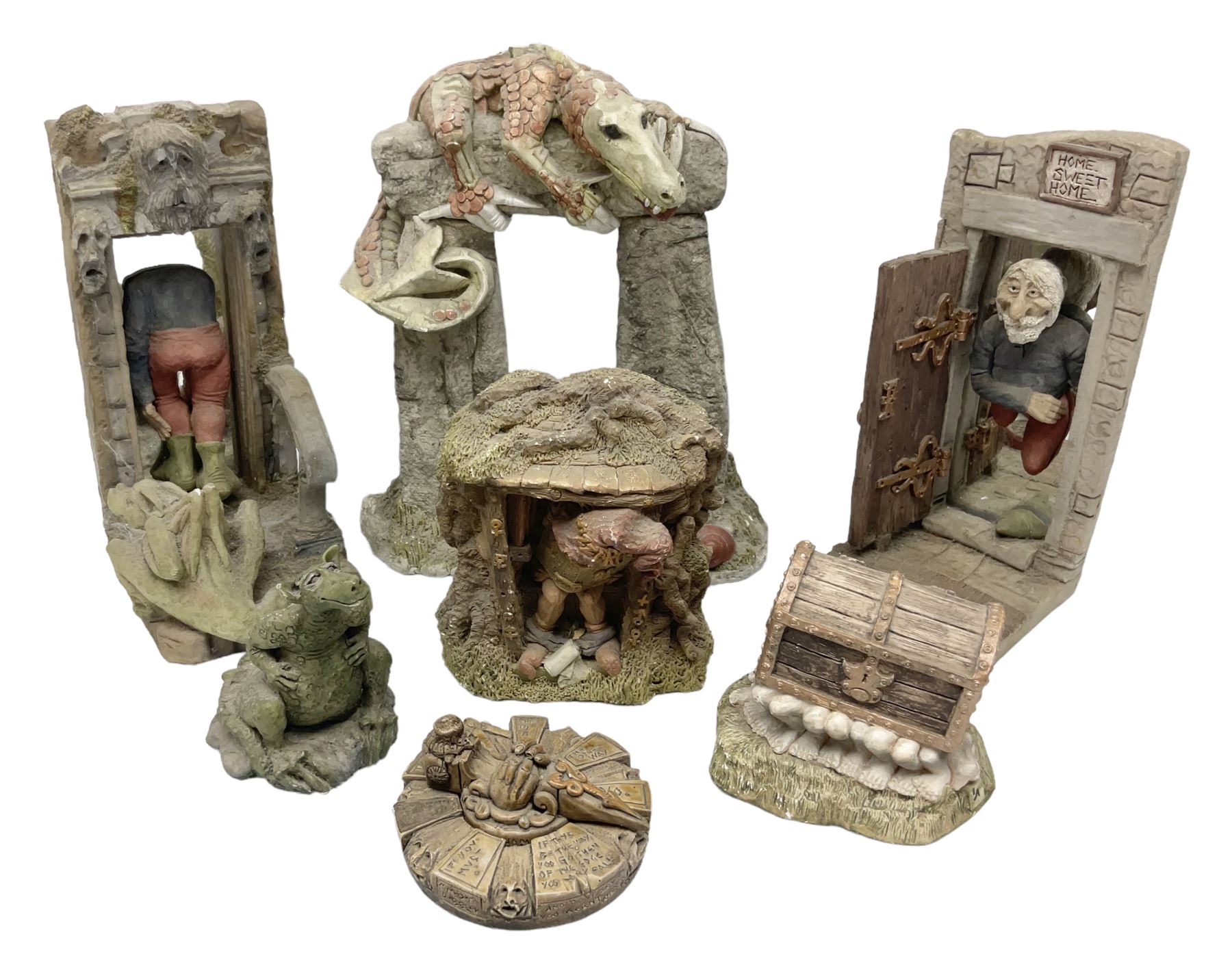 Seven Terry Pratchett Discworld figures by Clarecraft