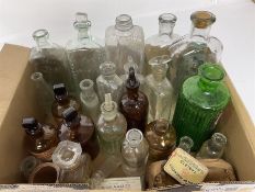 Collection of small apothecary bottles to include amber glass examples
