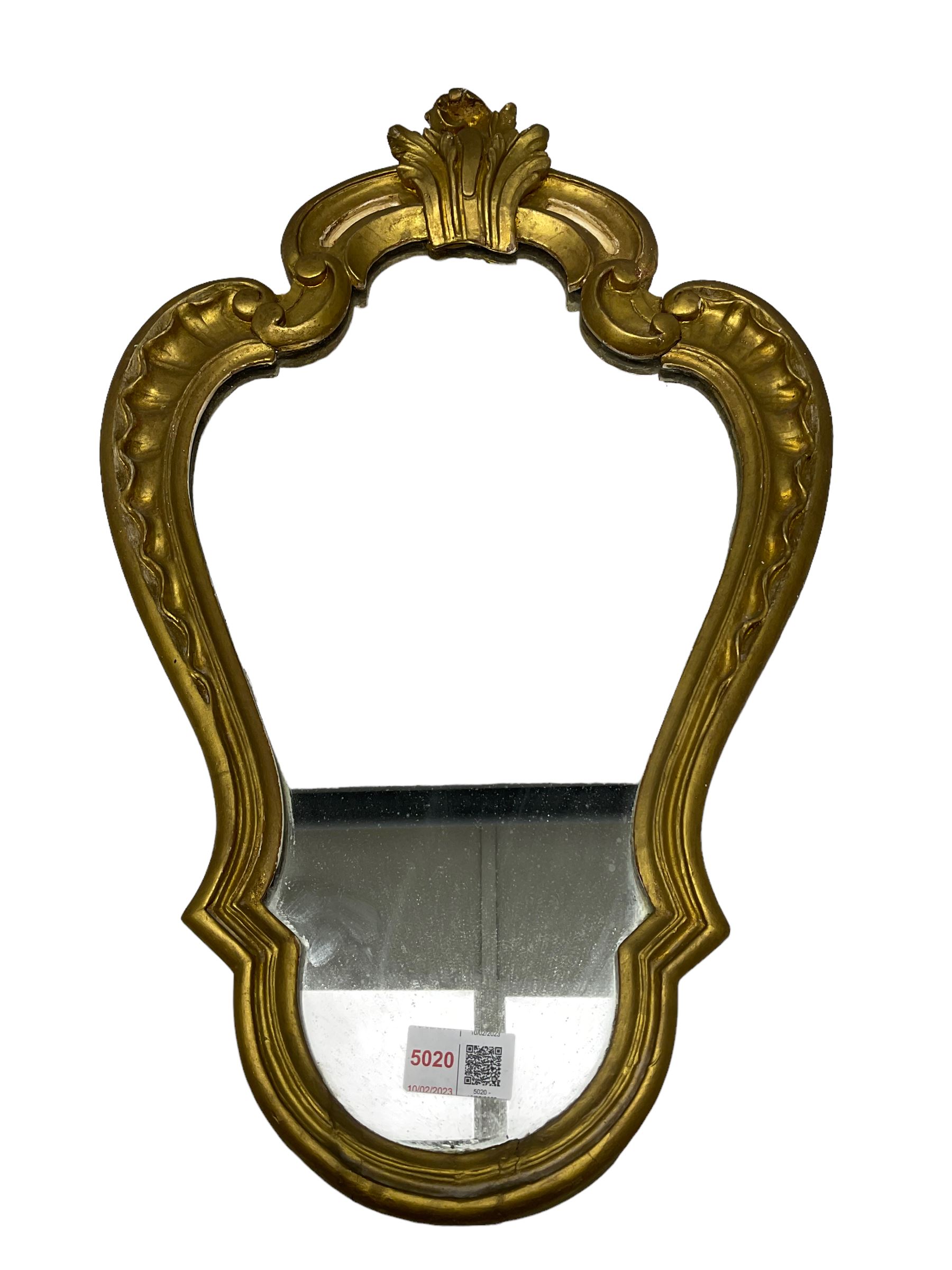 20th century gilt metal framed rococo style wall mirror