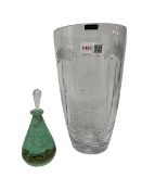 Thomas Webb clear glass vase of tapering form decorated with stylised flowers and sinuous strands