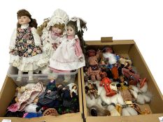 Three porcelain headed dolls