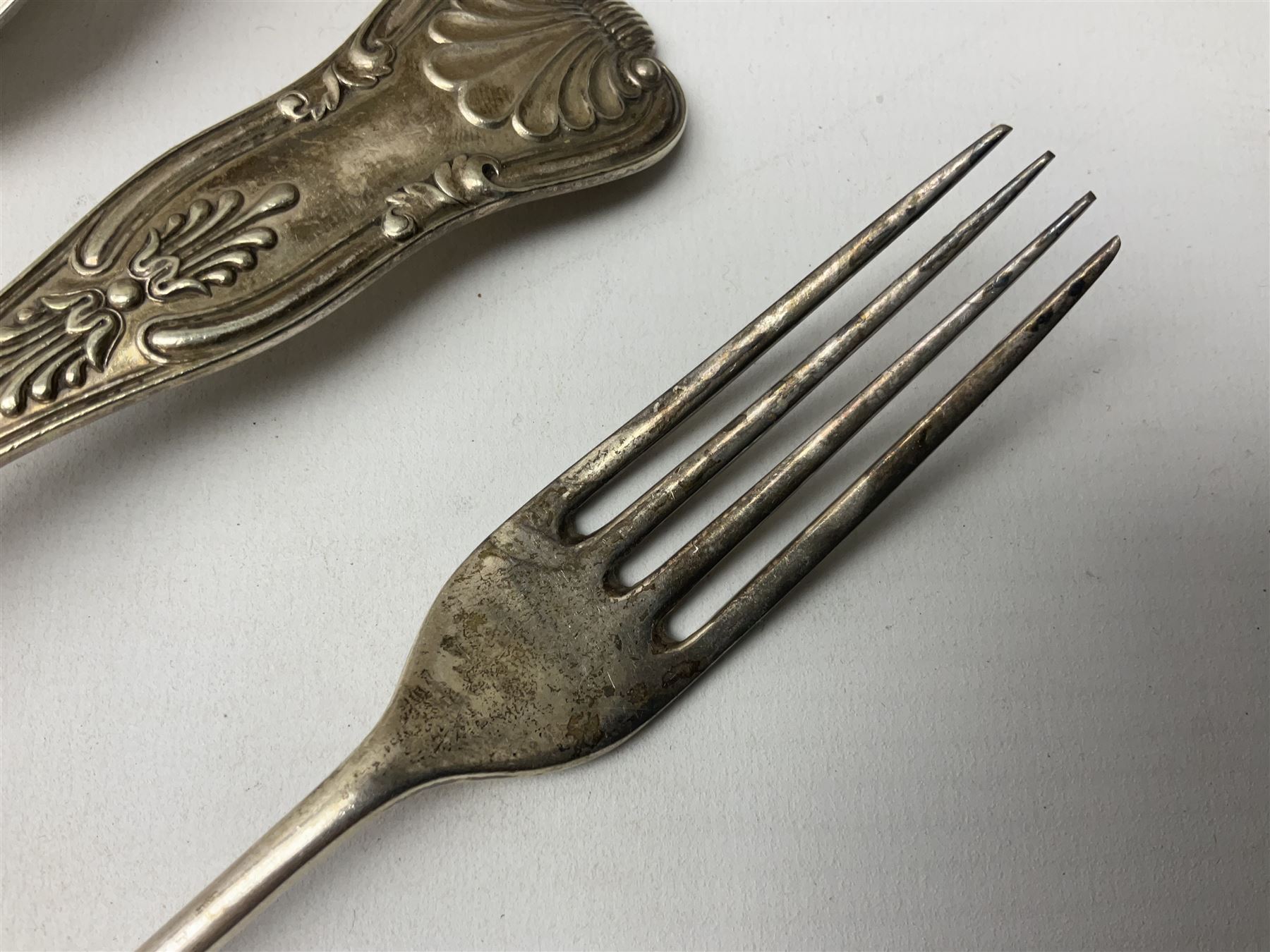 Edwardian silver dessert fork - Image 2 of 6