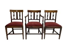 Set three (2+1) 19th century inlaid mahogany dining chairs