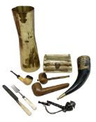 Swiss mountain hunters tobacco pipe with a horn mouthpiece