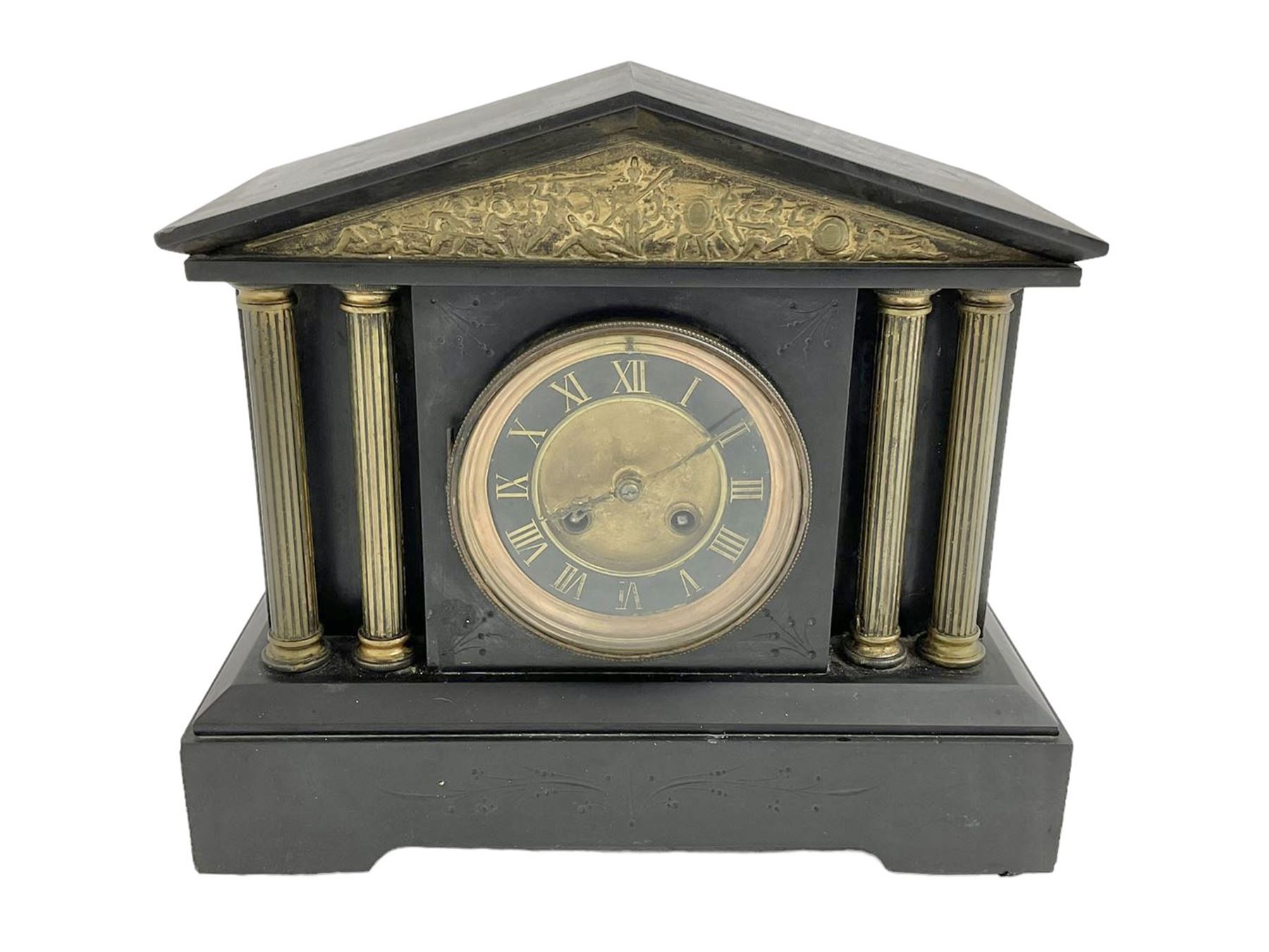 French slate mantle clock striking on a gong. - Image 3 of 3