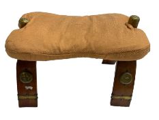 20th century camel stool with upholstered seat