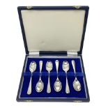 Cased set of six silver teaspoons