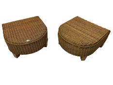 Pair of cane curved stools or tables