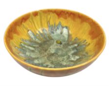 Crown Ducal bowl with orange and teal drip glaze decoration