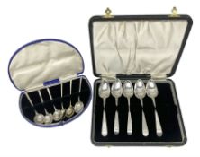 Set of six 1920's silver coffee spoons