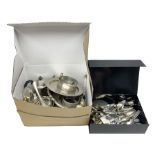 Assorted silverplate and other metalware including vesta