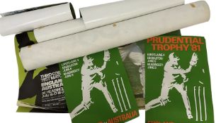 Collection of 20th century cricket posters to include Prudential Trophy '81 England V Australia