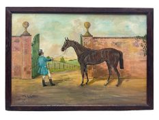 Sybil Burney (British 20th century): Champion Horse outside Country Gates