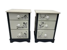 Pair painted bedside chests