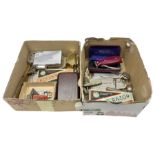 Collection of various razors and smoking items to include Ronson brass table lighter