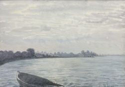 John McDougal (Liverpool 1851-1945): Rowing Boat on a Calm Bay