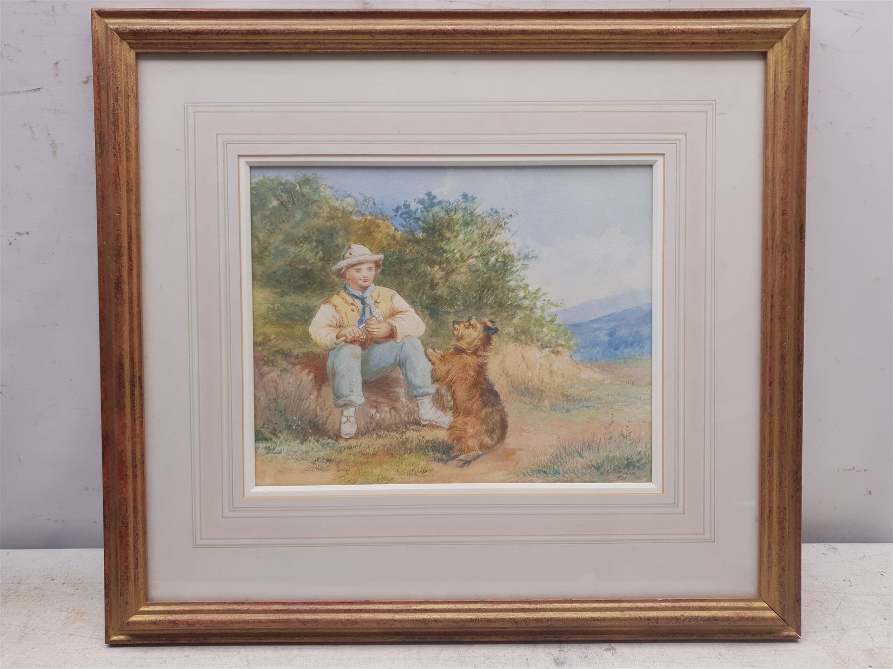 H Herbert (British 19th century): Boy Feeding his Terrier - Image 2 of 4