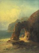 M Sinclair (19th century): Figures in a Cove