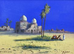 R Rappini (Early 20th century): 'Ruins near Giza'