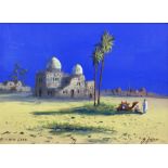 R Rappini (Early 20th century): 'Ruins near Giza'